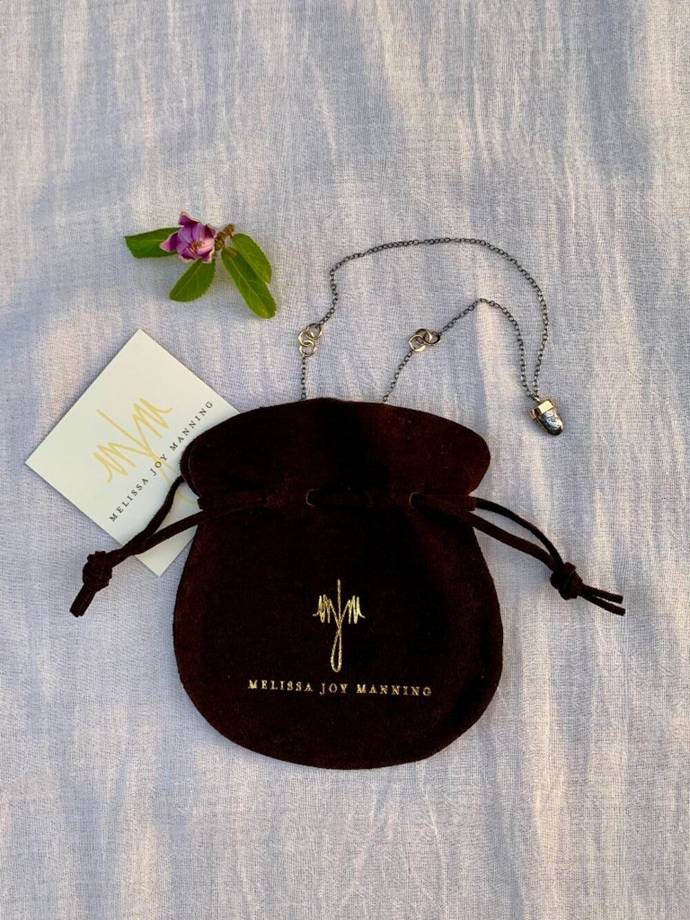 Melissa Joy Manning unusual gemstone 14k gold and oxidized silver pendant